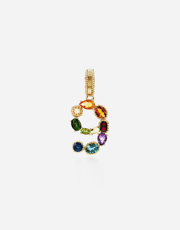 Dolce & Gabbana Pendente arcobaleno in oro giallo 18 kt con gemme multicolori che rappresentano il numero 9 Oro WANR1GWMIXQ