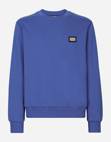 Dolce & Gabbana Sudadera de punto con placa con logotipo Bleu G9ABJTG7F2G