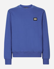 Dolce & Gabbana Jersey sweatshirt with branded tag Blue G9ASRTG7K3Z