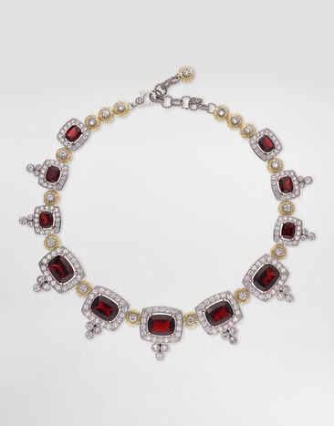Dolce & Gabbana Eleganza Necklace 18-carat white and rose gold, garnets, and sapphires White WNSA5GWGAR1