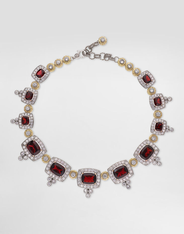 Dolce & Gabbana Eleganza Necklace 18-carat white and rose gold, garnets, and sapphires White WNSA5GWGAR1