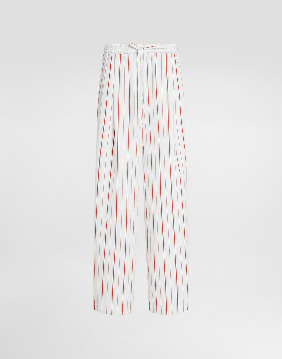 Striped poplin trousers