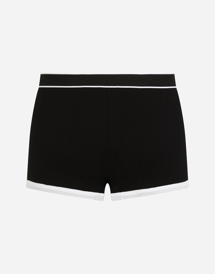 Dolce & Gabbana Boxer en coton côtelé à logo DG Noir/Blanc M4D21JOUAIJ