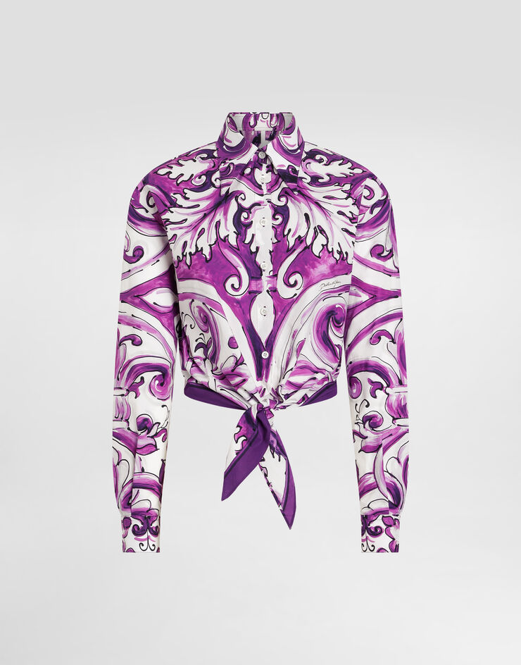 Dolce & Gabbana Majolica-print poplin shirt Multicolor F5T76TFI5JP