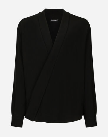 Dolce & Gabbana Oversized crêpe de chine shirt Black GVCRATIS1RF