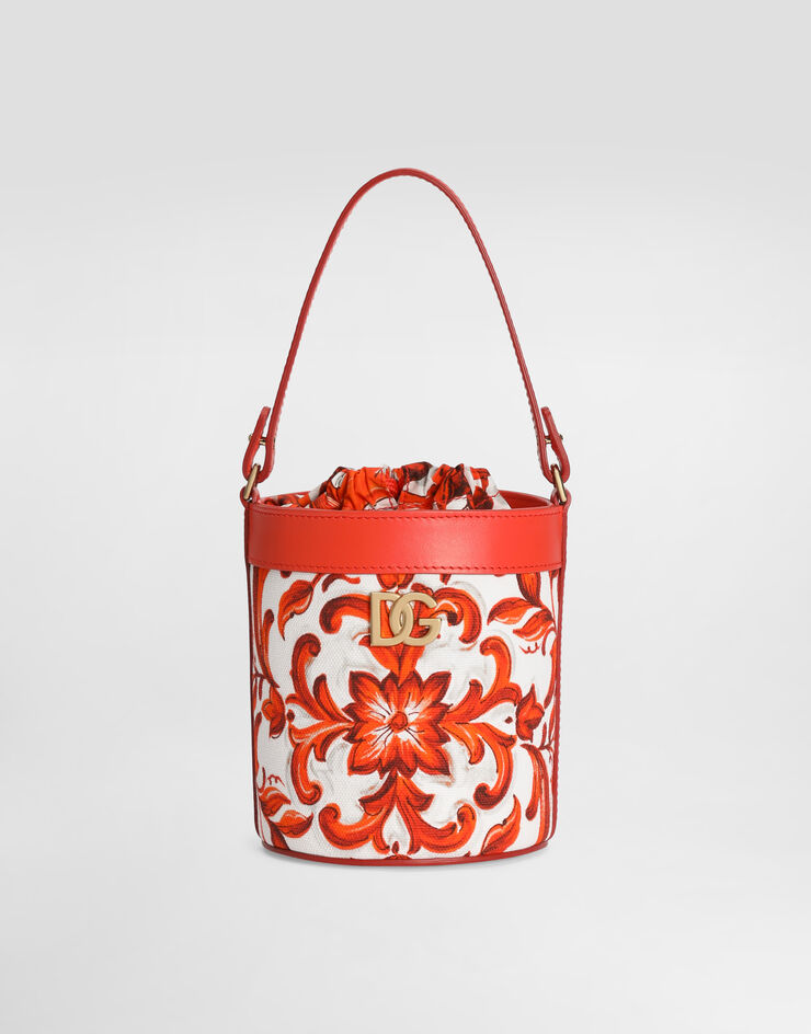Dolce & Gabbana Bucket bag in majolica-print canvas Multicolor EB0266AY552