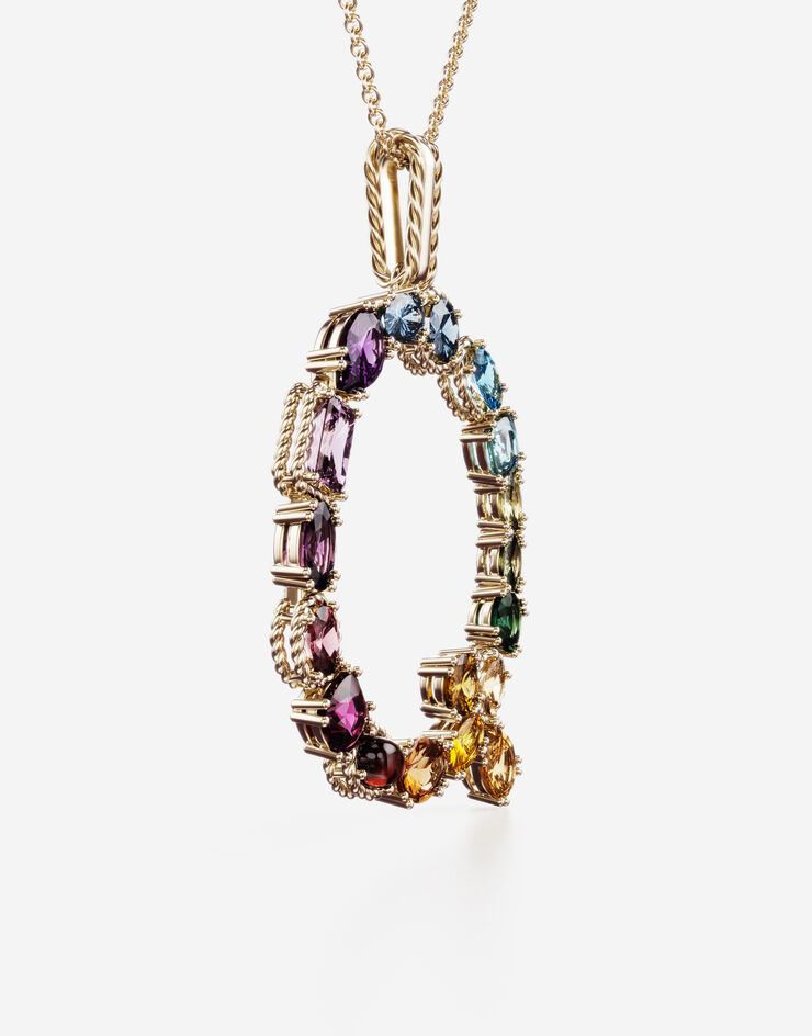Dolce & Gabbana Pendente Q Rainbow Alphabet con gemme multicolor Oro WAMR2GWMIXQ