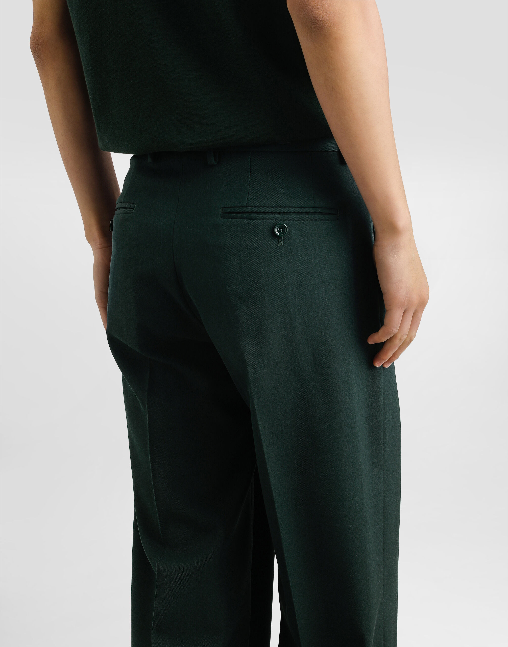 Greenのメンズ Woolen pants with turn-ups | Dolce&Gabbana® Greenのメンズ Woolen pants with turn-ups | Dolce&Gabbana®