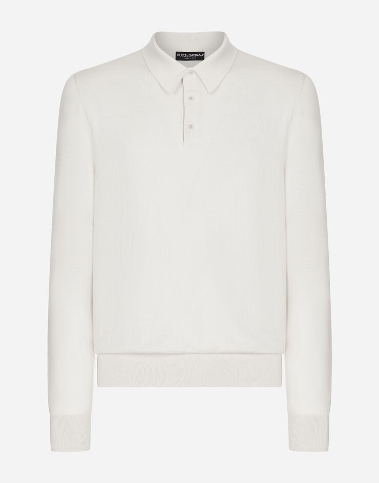 Dolce & Gabbana Pull polo en cachemire et soie Blanc GXZ25TJFMEH