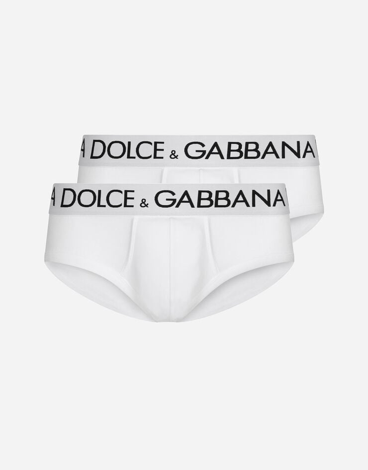 Dolce & Gabbana Pack de dos slips Brando en punto de algodón bielástico Blanco M9D69JONN97