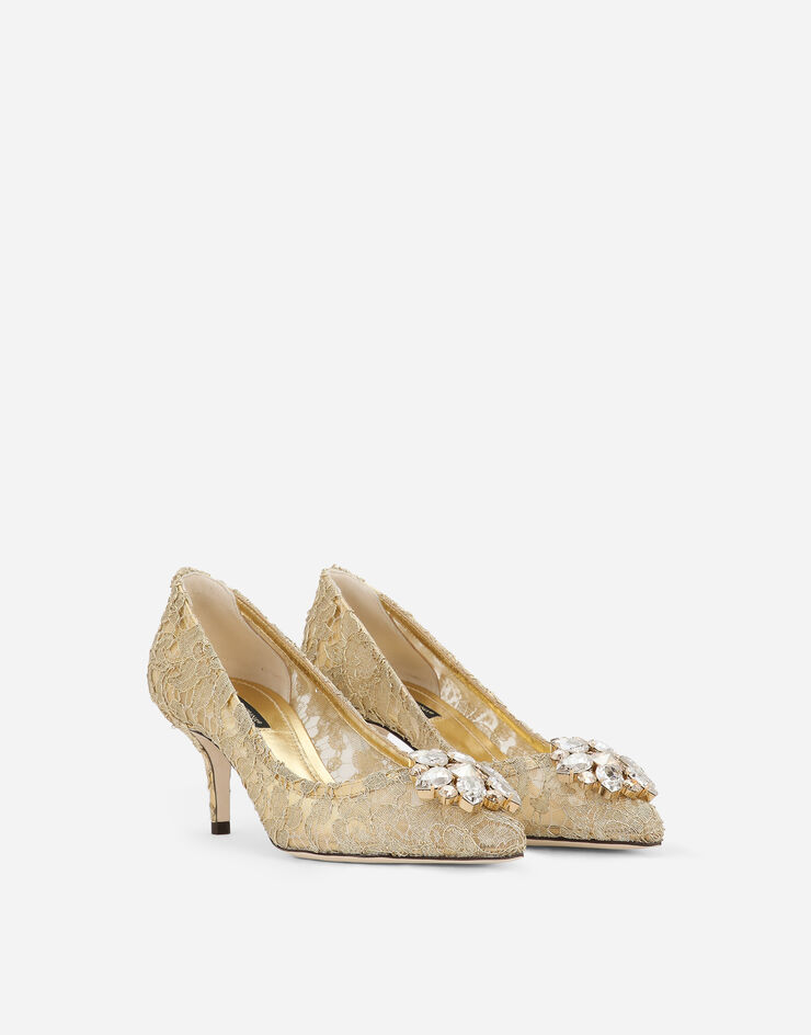 Dolce & Gabbana Lurex lace rainbow pumps with brooch detailing Gold CD0066AE637