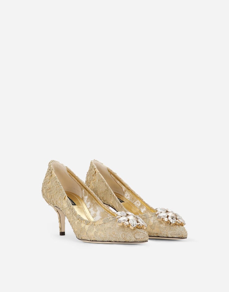 Dolce & Gabbana Lurex lace rainbow pumps with brooch detailing Gold CD0066AE637