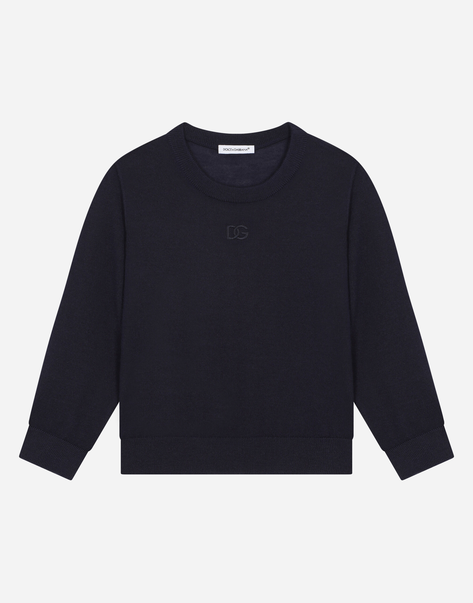 Dolce & Gabbana Cashmere round-neck sweater with DG logo embroidery Beige L4KWE2JBCE0