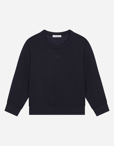 Dolce & Gabbana Cashmere round-neck sweater with DG logo embroidery Negro L4KWE1JCVR9
