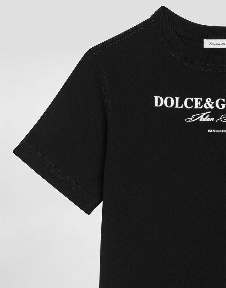 Dolce & Gabbana Short-sleeved jersey t-shirt with Dolce&Gabbana print Dolce & Gabbana Short-sleeved jersey t-shirt with Dolce&Gabbana print Black L4JTHUG7P1Y