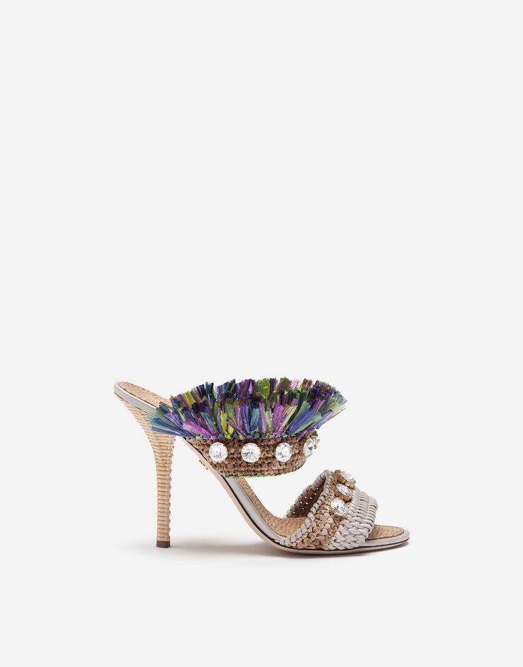 Dolce & Gabbana Mules in straw with bejeweled embroidery VERDE CR1012AX854
