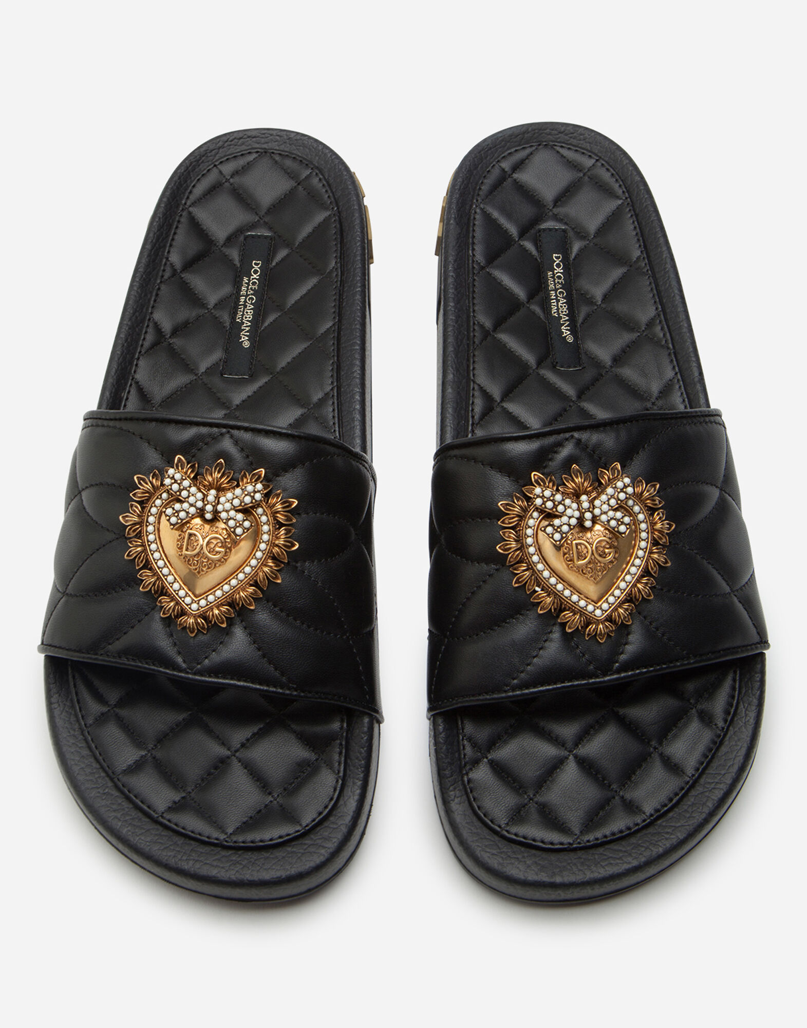 Dolce & Gabbana DEVOTION スライドサンダル 2色展開 ブラックのウィメンズ DEVOTION ビーチウェアスライドサンダル