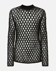 Dolce & Gabbana Mohair-wool mesh-stitch round-neck sweater Black GXX36TJCVS6