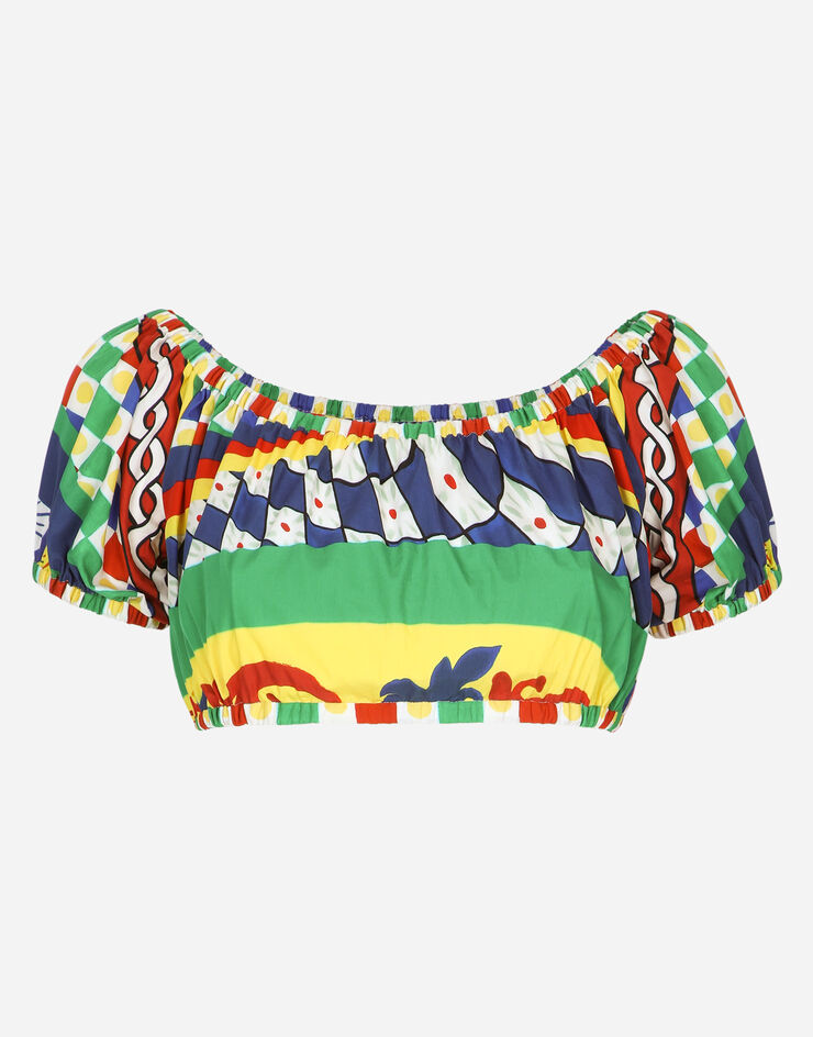 Dolce&Gabbana Carretto-print poplin crop top Multicolor F755RTFI5G1