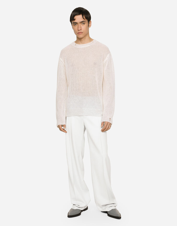 Dolce & Gabbana Round-neck mohair wool sweater White GXS28TJDMS9