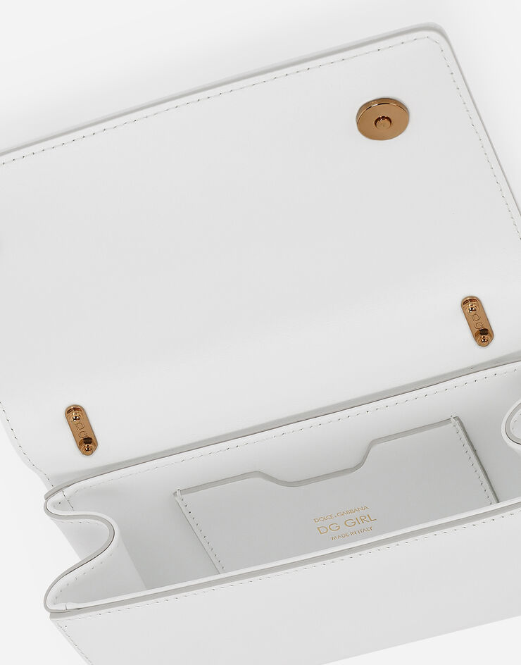 Dolce & Gabbana حقيبة الهاتف DG للبنات من جلد عجل أبيض BI1416AW070