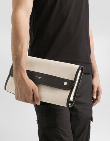 Dolce & Gabbana Atene salt&pepper and calfskin necessaire Multicolor BP3438AG440