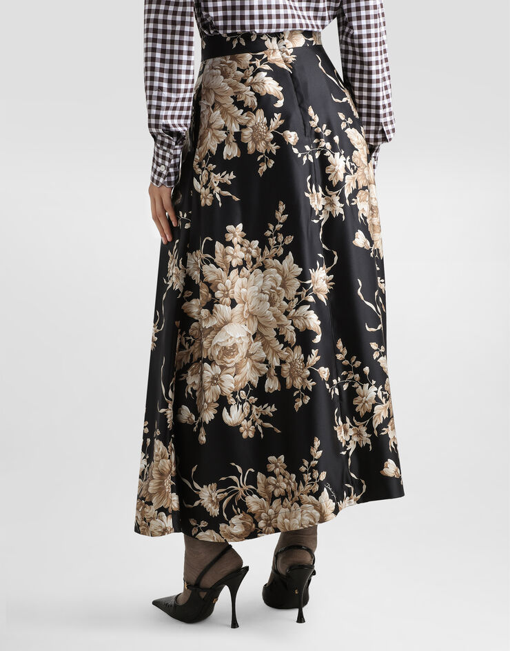 Dolce & Gabbana Jupe midi à imprimé roses Imprimé F4C6VTIS1ZU