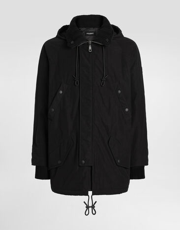 Dolce & Gabbana Giubbotto in nylon con cappuccio Nero G9BQVTHUMUE