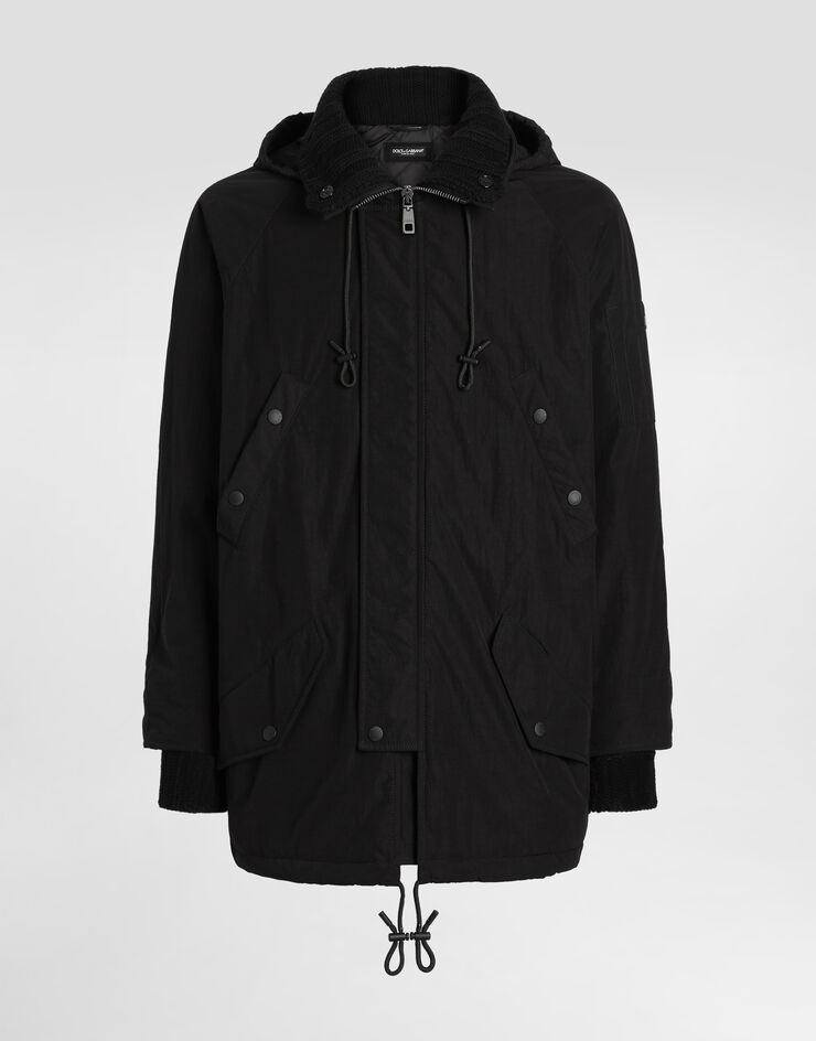 Dolce & Gabbana Giubbotto in nylon con cappuccio Nero G9BQVTHUMUE