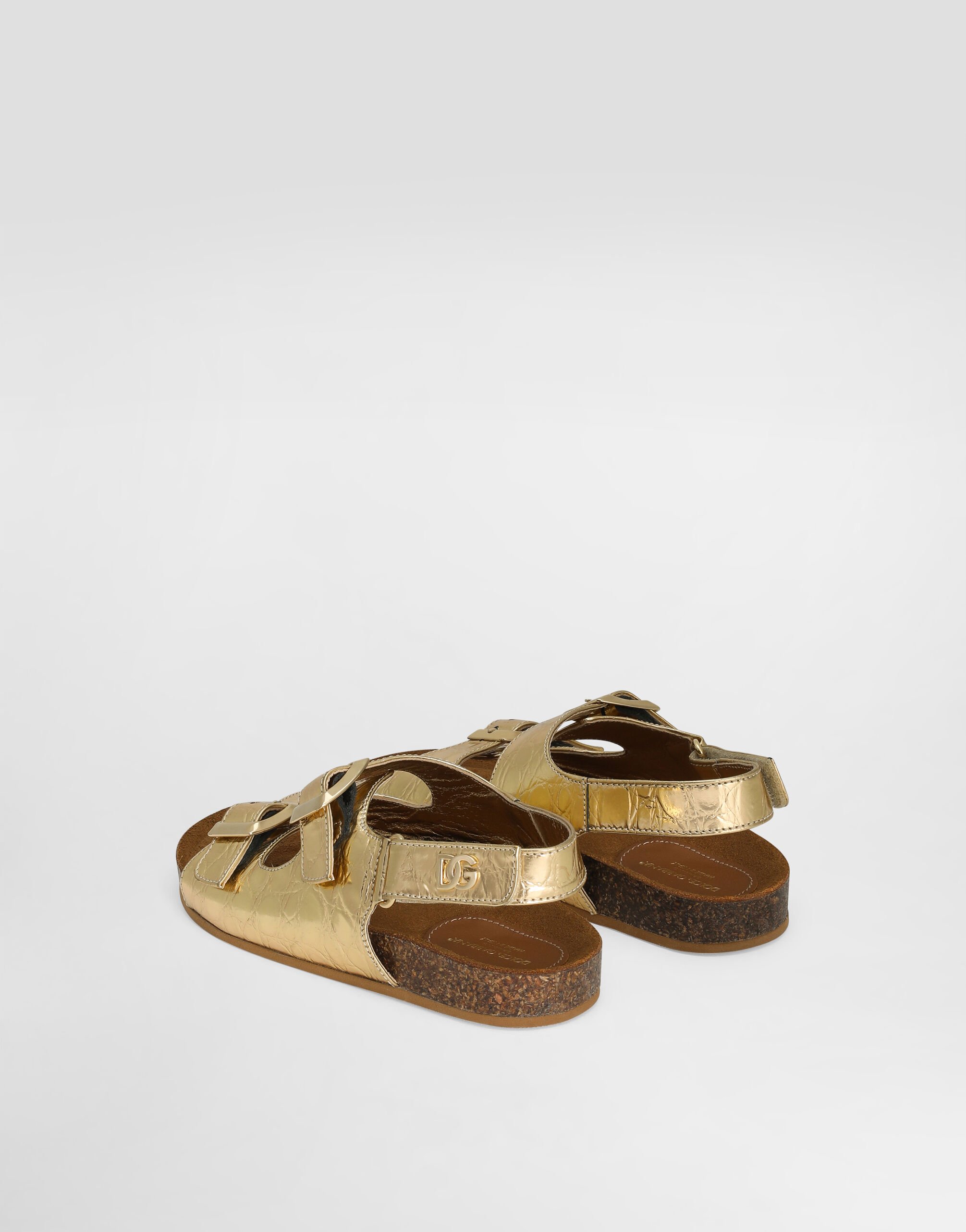 Dolce & Gabbana DGヒール クロコ型押し ミュール サンダル DOLCE & GABBANA DG Logo Leather Straps Sandals Heels Pumps