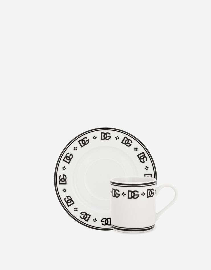 Dolce & Gabbana Set 2 Porcelain Espresso Cups with Saucers Multicolor TC0S10TCALH