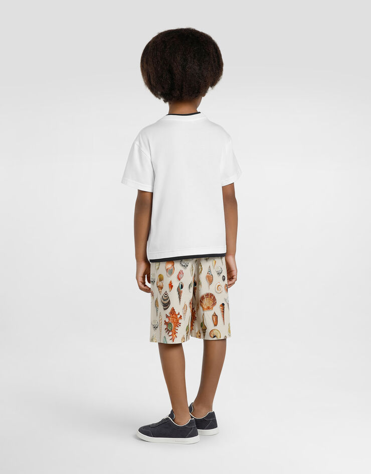 Dolce & Gabbana Jersey t-shirt with Dolce&Gabbana embroidery White L4JTIYG7PEJ