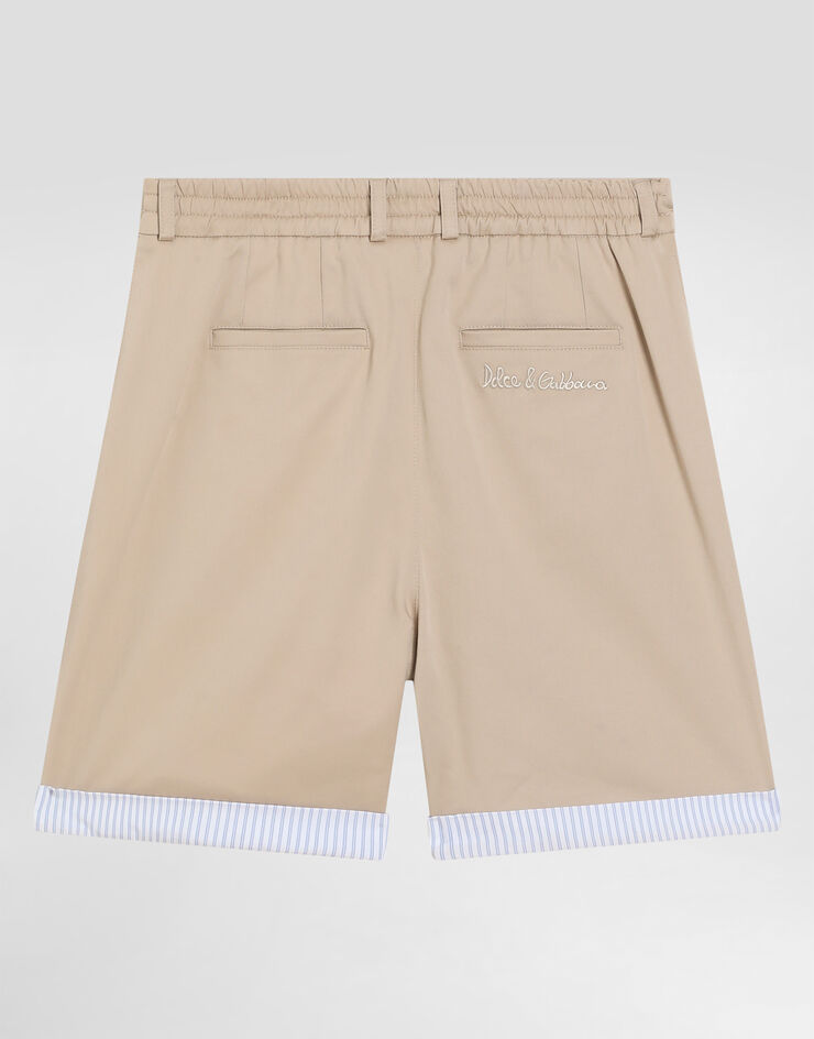 Dolce & Gabbana Gabardine shorts with Dolce&Gabbana logo Beige L43Q66G7N9I