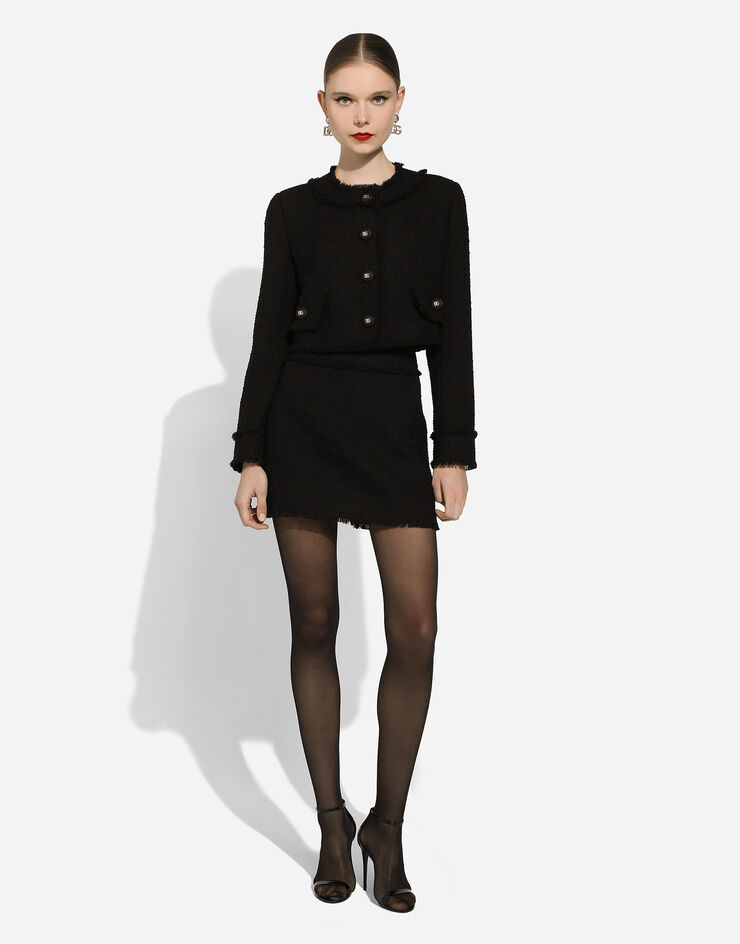 Dolce & Gabbana Raschel tweed miniskirt Black F4CR5TFMMHN