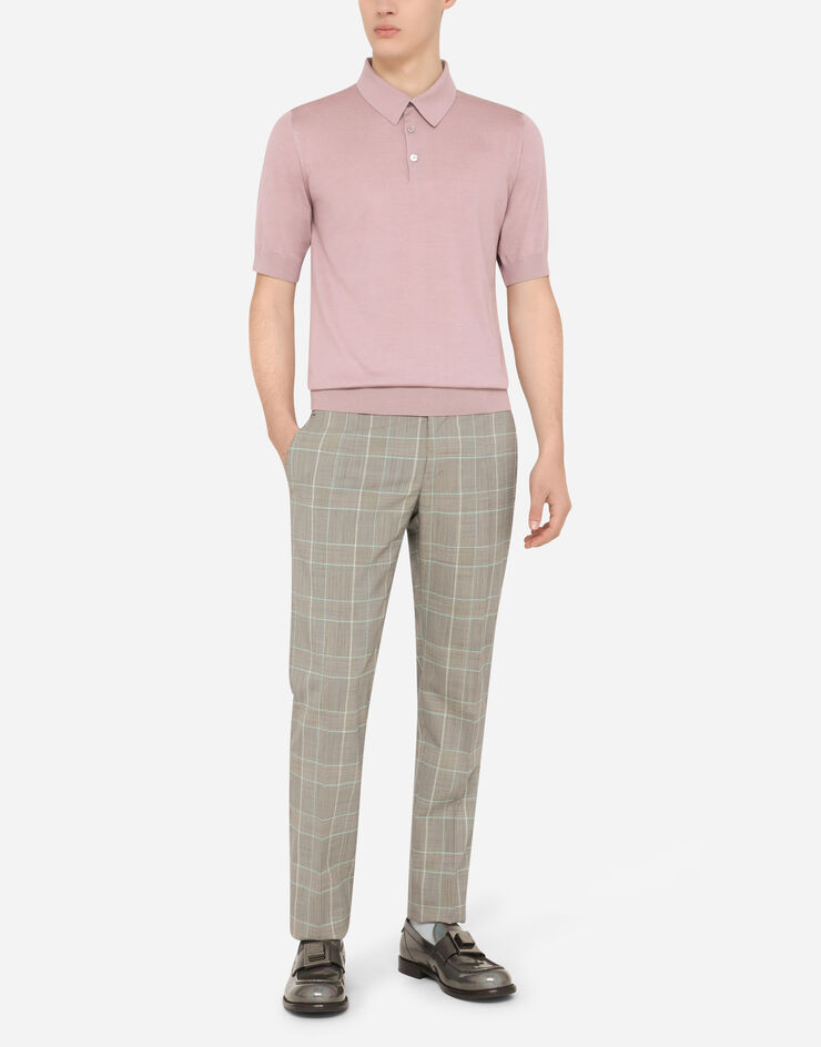 Dolce & Gabbana Short-sleeved cashmere and silk polo-shirt Pink GXI61TJBMS7