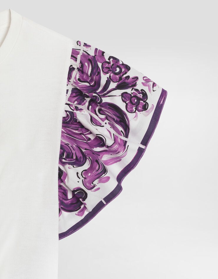 Dolce & Gabbana Majolica-print short-sleeved poplin t-shirt Multicolor L5JTNSFI5JO