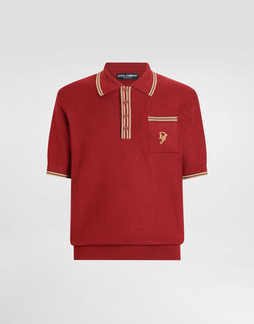 Dolce & Gabbana Poloshirt aus Seide mit Logostickerei Orange GXZ53ZJBSLB