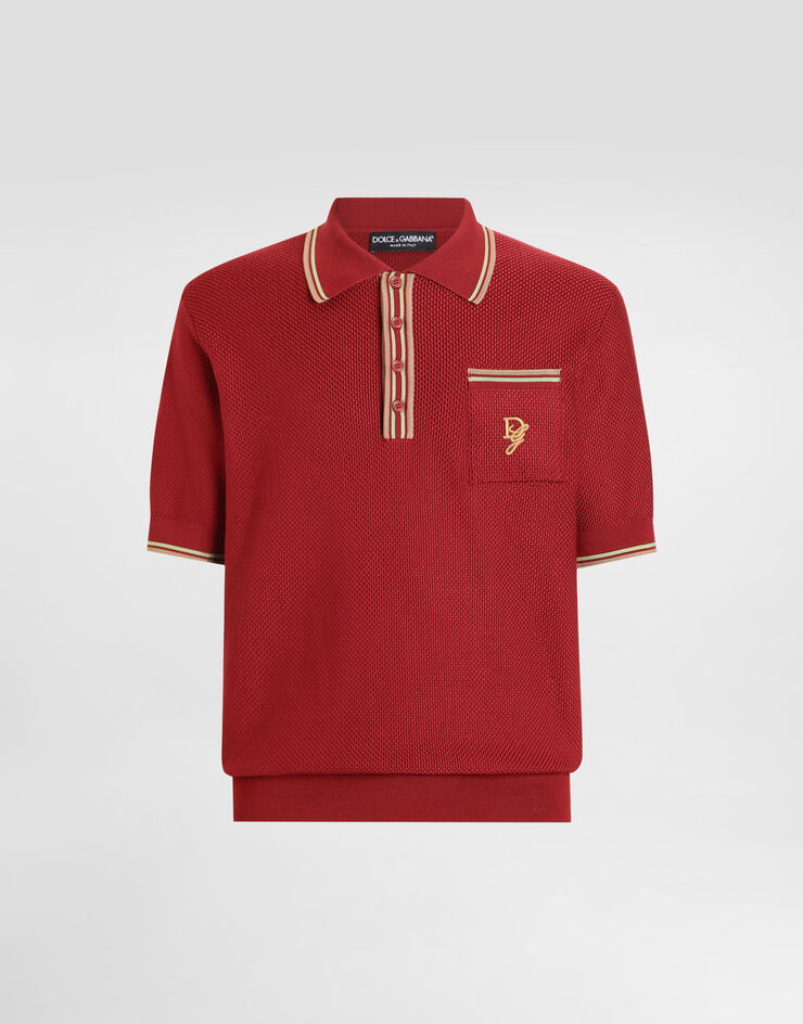 Dolce & Gabbana Polo en soie avec logo brodé Orange GXZ53ZJBSLB