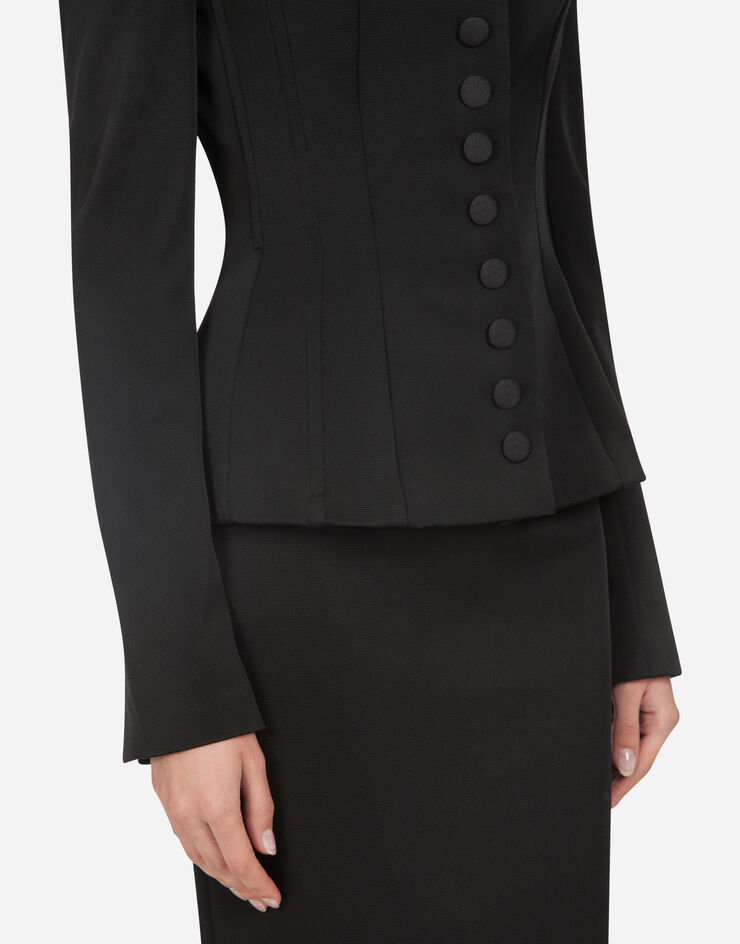 Dolce & Gabbana Single-breasted jacket in faille Black F28VRTFURJL