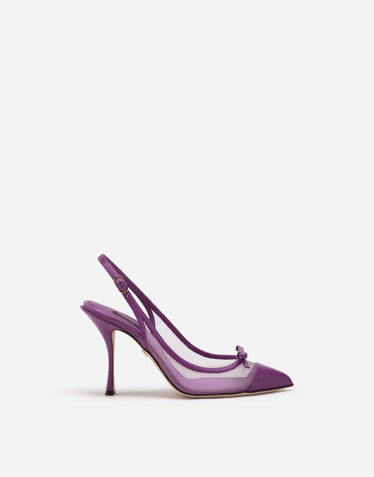 Dolce & Gabbana Sling back shoes in iguana print leather and mesh VIOLETT CG0400AX047