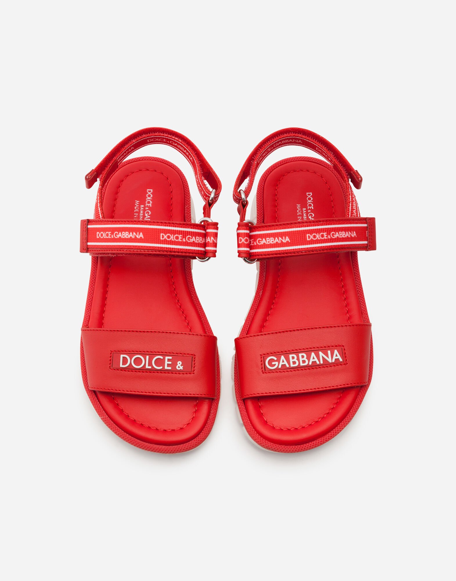 Beachwear sandals in calfskin with ribbon logo