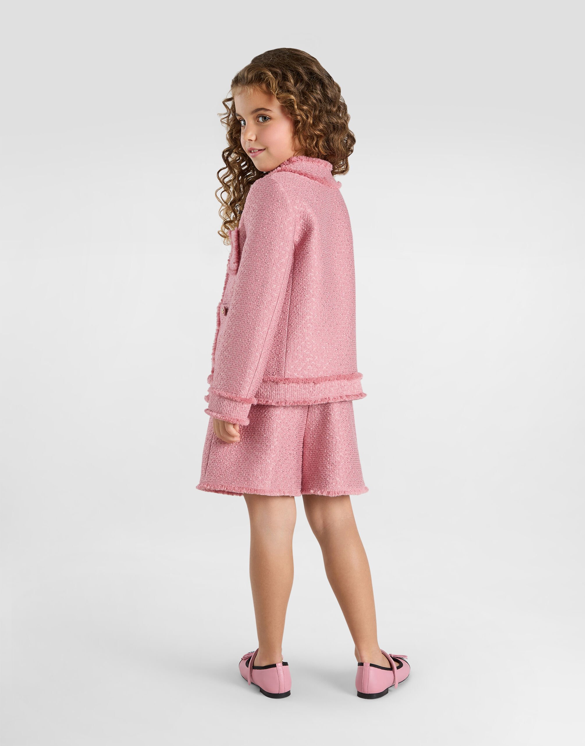 Raschel tweed shorts with logo button in Pink for Girls
