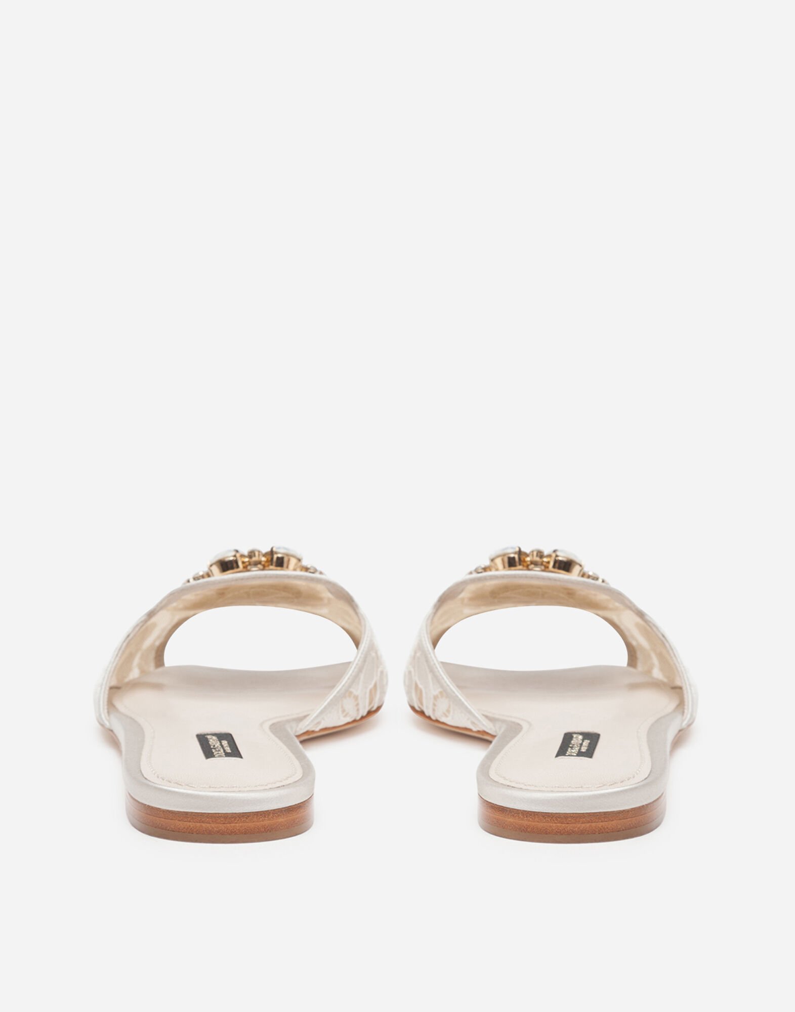 Slippers In Lace With Crystals Women Dolce Gabbana