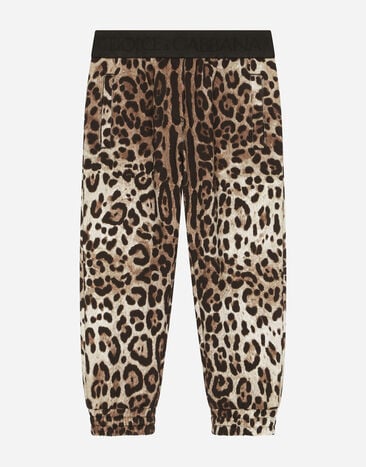 Dolce & Gabbana Jersey jogging pants with leopard print Blue L44P16LDB17