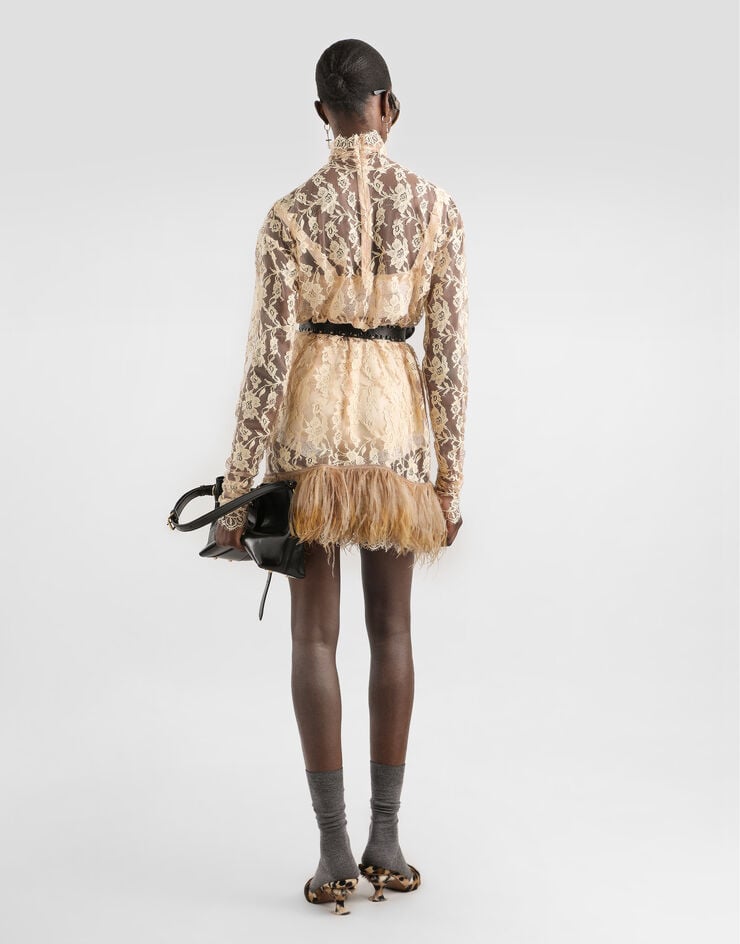 Dolce & Gabbana Floral chantilly lace dress Dolce & Gabbana Floral chantilly lace dress Beige F60HNZILMCM