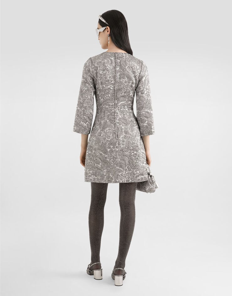 Dolce & Gabbana Floral lamé jacquard dress Silver F6TZIZFJZAL