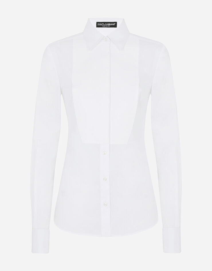 Dolce & Gabbana Camicia smoking in popeline stretch bianco F5K50TFUEEE