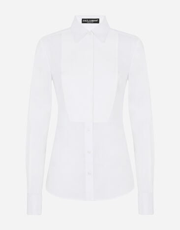 Dolce & Gabbana Stretch poplin tuxedo shirt أبيض L43S67FJ5GU