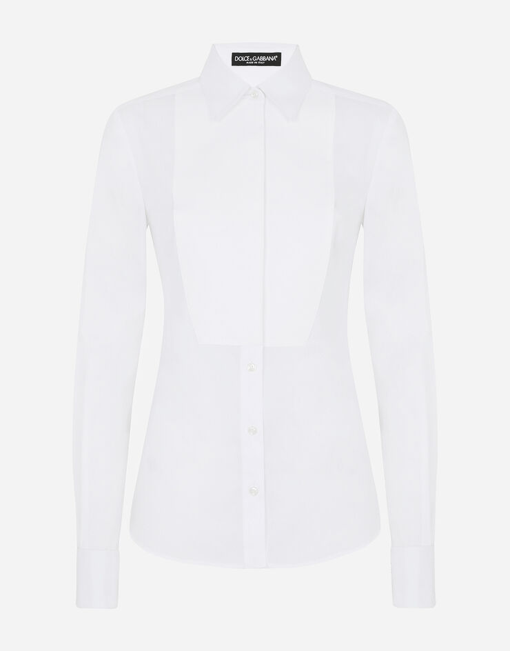 Dolce & Gabbana Stretch poplin tuxedo shirt White F5K50TFUEEE
