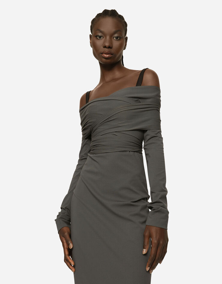 Dolce & Gabbana KIM DOLCE&GABBANA Long stretch jersey Milano rib dress Multicolor F6CNNTFUGPO